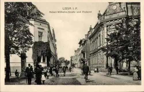Ak Lissa Leszno Poznań Posen, Kaiser Wilhelm Straße, Postamt