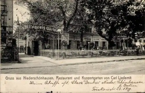 Ak Berlin Pankow Niederschönhausen, Restaurant und Konzertgarten von Carl Liedemit