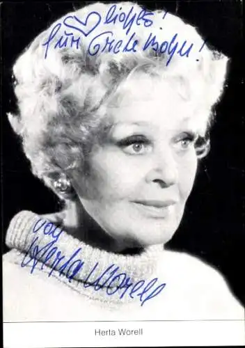 Ak Schauspielerin Hertha Worell, Portrait, Autogramm