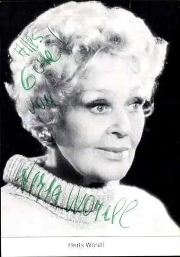 Ak Schauspielerin Hertha Worell, Portrait, Autogramm