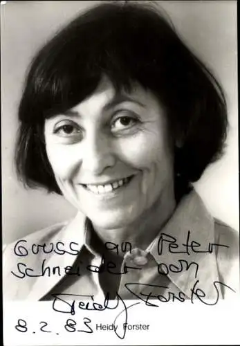 Ak Schauspielerin Heidy Forster, Portrait, Autogramm