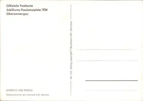 Ak Oberammergau in Oberbayern, Passionsspiele 1934, Christus vor Pilatus