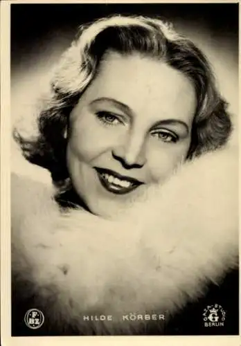 Ak Schauspielerin Hilde Körber, Portrait, Pelzschal, FBZ Verlag