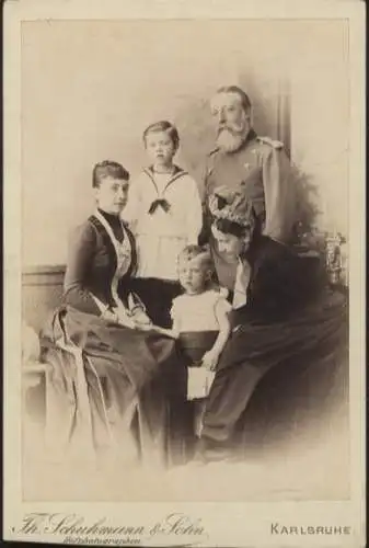 Cabinet Foto Großherzog Friedrich I. v. Baden u. Luise v. Baden, Königin Viktoria v. Schweden