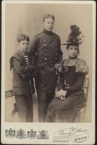 Cabinet Foto Prinzessin Gisela von Bayern mit Prinz Georg und Prinz Konrad