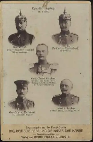 Cabinet Mehrbild-Foto Erbprinz Bernhard v. Sachsen-Meiningen mit seinen Generalen