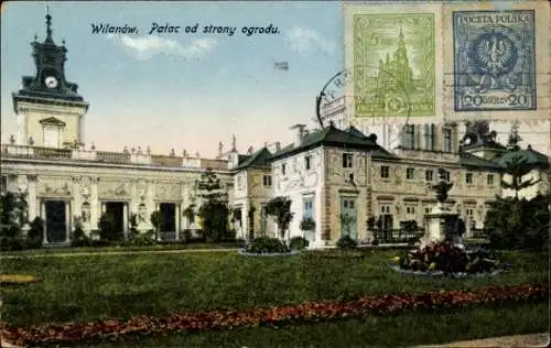 Ak Wilanów Warszawa Warschau Polen, Palast, Garten