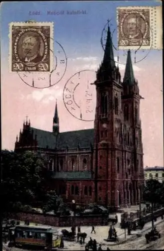 Ak Lodz Lodsch Polen, Katholische Kirche