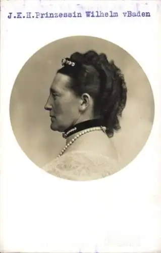 Foto Ak Prinzessin Wilhelm von Baden, Portrait, Perlen