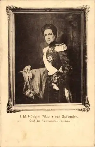 Passepartout Ak Königin Viktoria von Schweden, Chef der Pommerschen Füsiliere