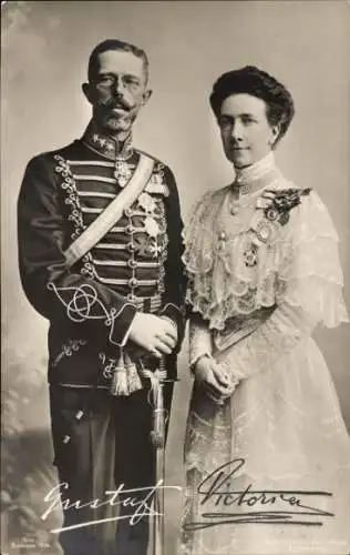 Ak König Gustav V. von Schweden, Viktoria von Baden