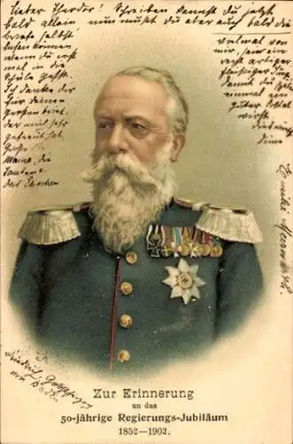 Litho Großherzog Friedrich I. von Baden, Portrait in Uniform