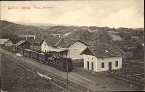 Ak Rohrbach Vorau Steiermark, Bahnhof, Gleisseite, Eisenbahn