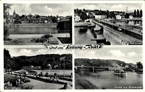 Ak Kettwig Essen im Ruhrgebiet, Ruhrbrücke, Ruhranlagen