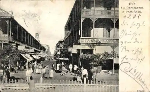 Ak Port Said Ägypten, Rue du Commerce, Straßenpartie