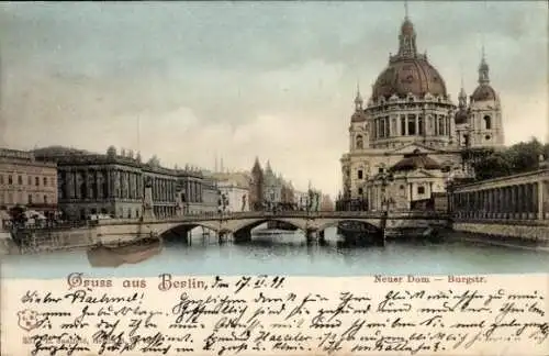 Ak Berlin Mitte, neuer Dom, Burgstraße