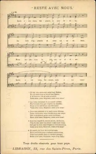 Lied Ak Reste avec Nous, Seigneur, F. Chaponniere, W. H. Monk