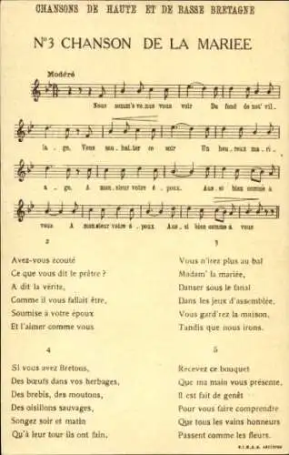 Lied Ak Chanson de la Mariee, Bretagne
