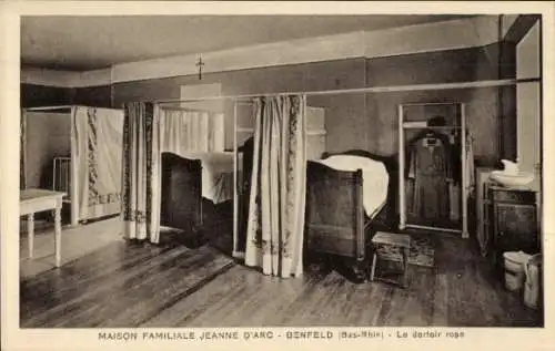  Ak Benfeld Elsass Bas Rhin, Maison Familiale Jeanne d'Arc, rosa Schlafsaal