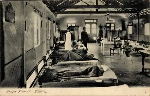 Ak Mumbai Bombay Indien, Plague Patients, Krankenstation