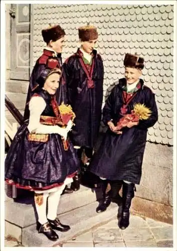 Ak Bunte Schwalm, Erntegaben, Kinder in Tracht