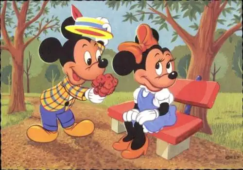 Ak Walt Disney, Micky Maus, Minnie Maus