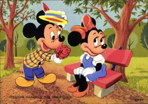 Ak Walt Disney, Micky Maus, Minnie Maus