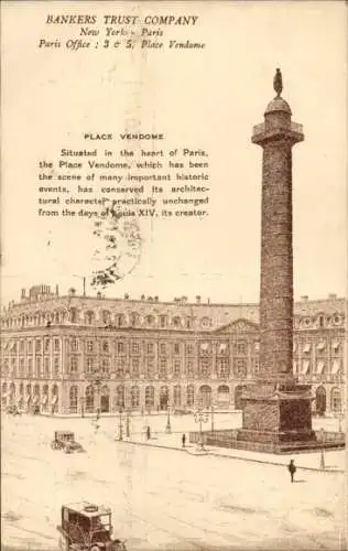 Künstler Ak Paris I, Place Vendôme, Bankers Trust Company