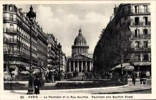 Ak Paris V Panthéon, Le Pantheon et la Rue Soufflot