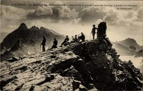 Ak Le Dauphine Frankreich, Massif de Belledonne, Sommet de la grande Lance de Domene