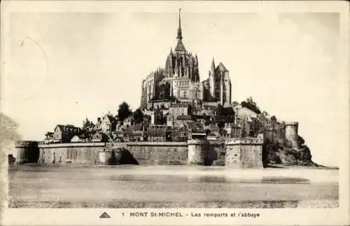Ak Le Mont Saint Michel Manche, Les remparts, l'abbaye