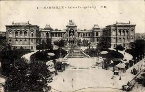 Ak Marseille Bouches du Rhône, Palais Longchamp