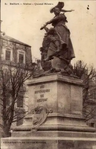 Ak Belfort Beffert Beffort Territoire de Belfort, Statue Quand Meme