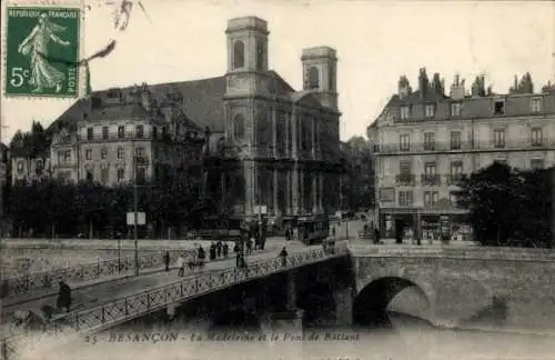 Ak Besançon Doubs, La Madeleine, Pont de Battant