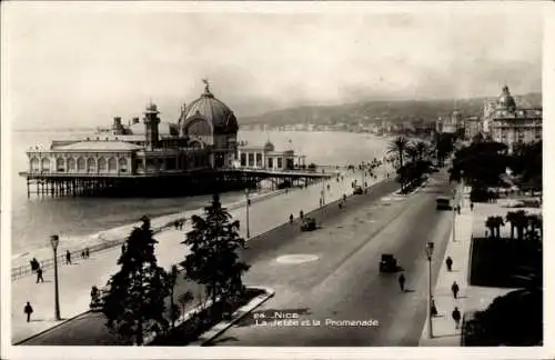 Ak Nice Nizza Alpes Maritimes, Seebrücke, Promenade
