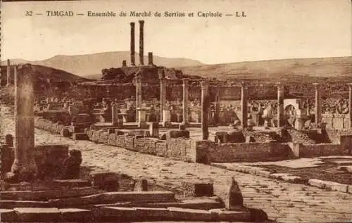 Ak Timgad Algerien, Ensemble du Marche de Sertius et Capitole