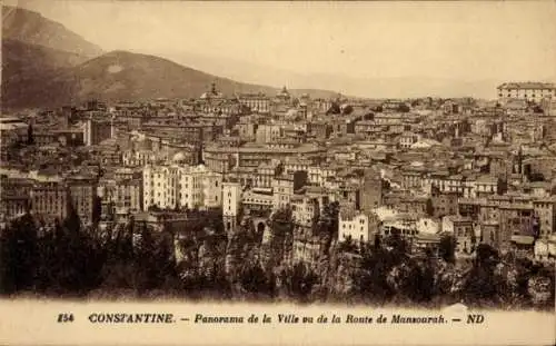 Ak Constantine Algerien, Panorama de la Ville vu de la Route de Mansourah