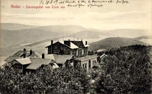 Ak Goslar am Harz, Steinberghotel, Blick vom Turm aus