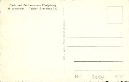 Ak Königskrug Braunlage im Oberharz, Gast- und Pensionshaus, H. Wortmann