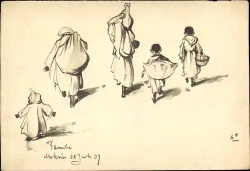 Künstler Ak Pieck, Anton, Marokkanische Familie, Maghreb