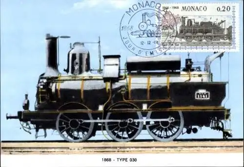 Maximum Ak Monaco, Monegassische Eisenbahn, Dampflok von 1868, Typ 030, Nr. 1141