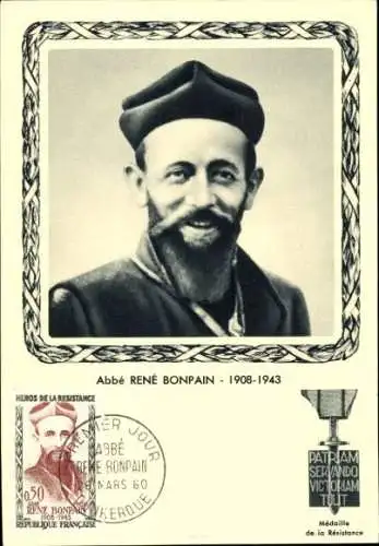 Maximum Ak Abbé René Bonpain, résistant, Medaille de la Resistance