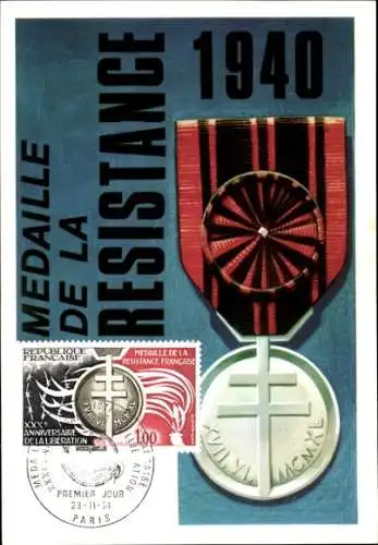 Maximum Ak Medaille de la Resistance 1940, Erster Tag 1974