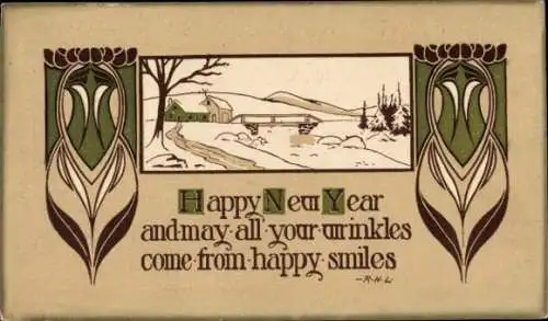 Ak Glückwunsch Neujahr, Winterlandschaft