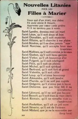 Gedicht Ak Neue Litaneien für heiratsfähige Mädchen