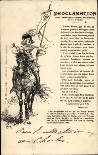 Künstler Ak Proclamation, Propaganda Frankreich, Reiter