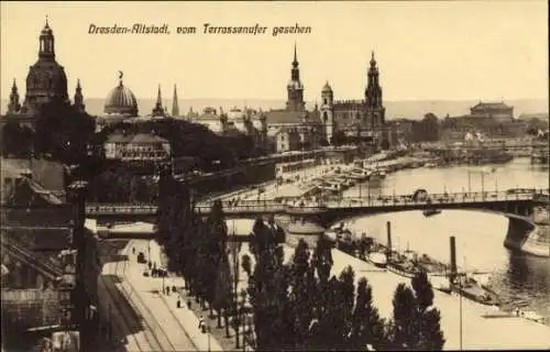 Ak Dresden Altstadt, Blick vom Terrassenufer