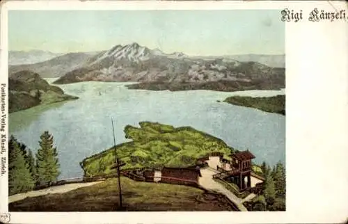Ak Weggis Kt Luzern Schweiz, Rigi Känzeli und Pilatus