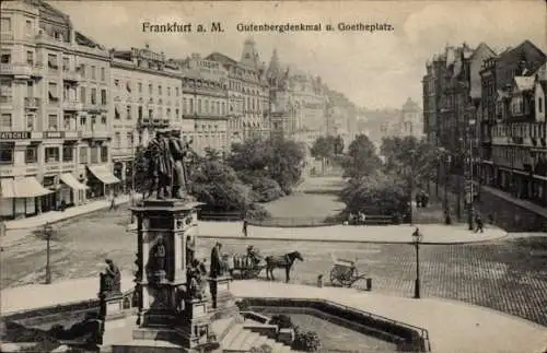 Ak Frankfurt am Main, Gutenbergdenkmal, Goetheplatz