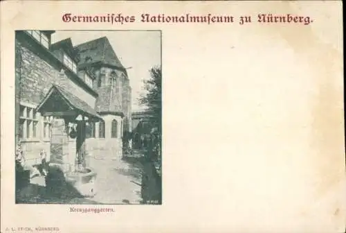 Ak Nürnberg in Mittelfranken, Germanisches Nationalmuseum, Kreuzganggarten